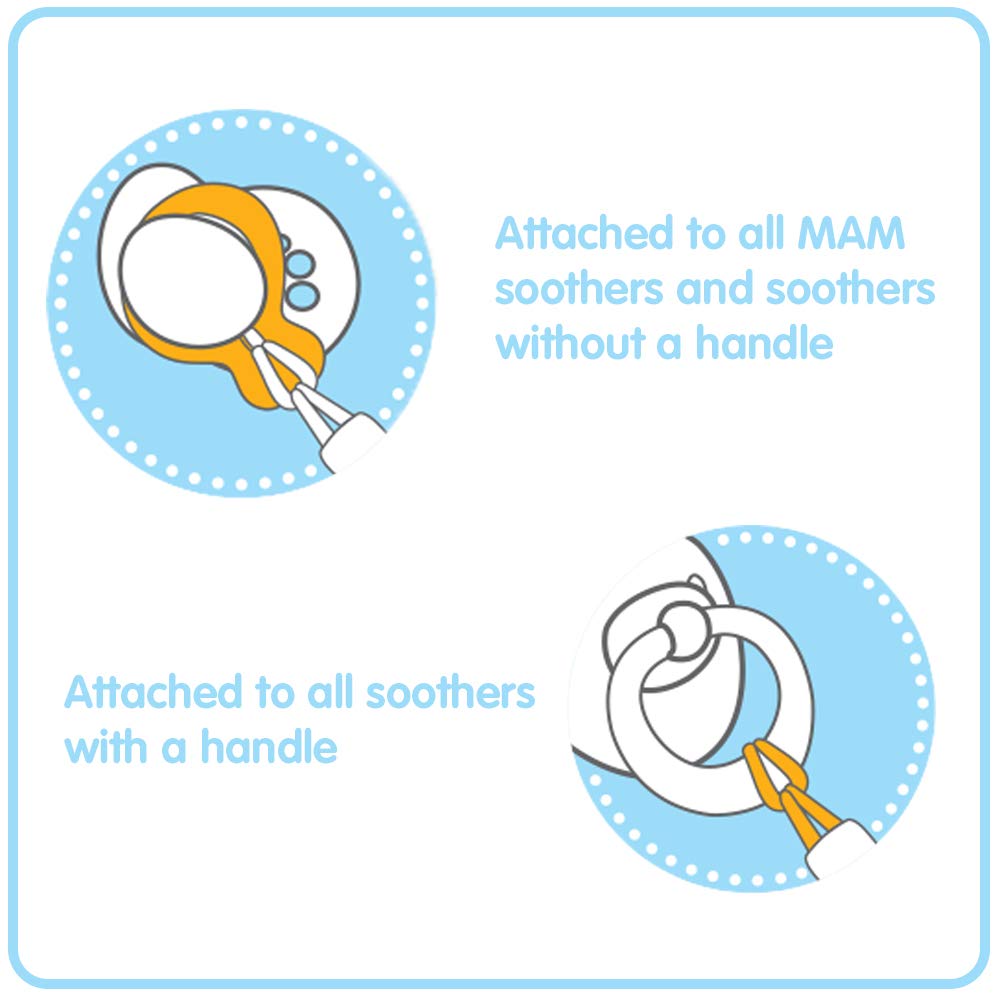 MAM Dummy Clip | 2 Pack | Baby Soother Clips Fit All MAM Soothers | Adjustable Length and Lightweight Design | Baby Accessories | Pink | Dummies Not Included