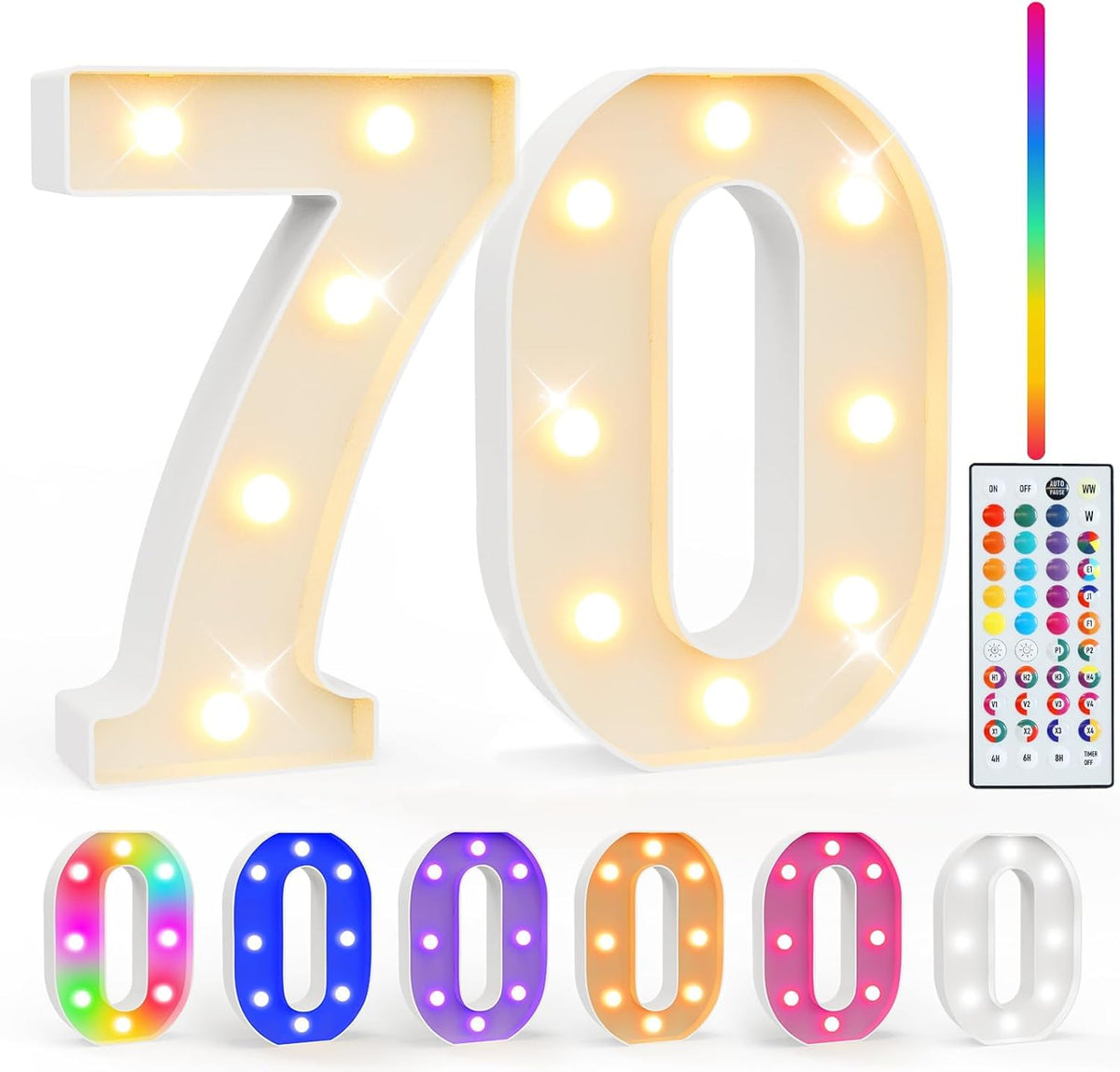 Ledido Pink Glitter Light Up Number 80 for 80th Birthday Decorations