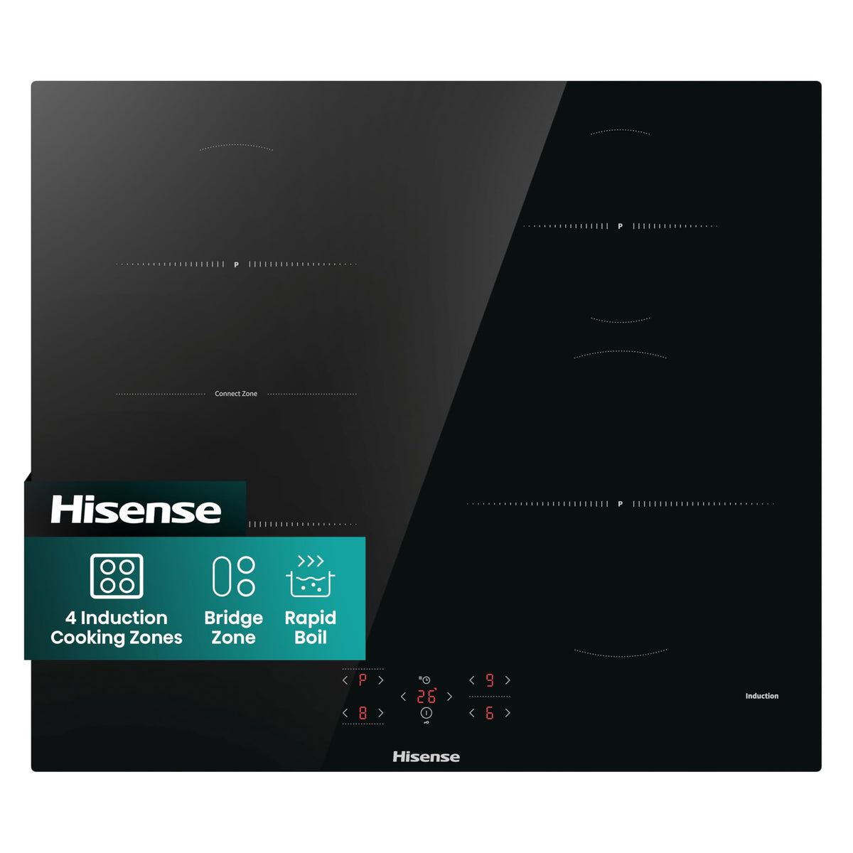 Hisense E6432C Built-in 60cm Electric Ceramic Hob with Child Lock, Touch control, Timer Function - Black 7200W, 20 x 24 x 2 inches (L x W x H)