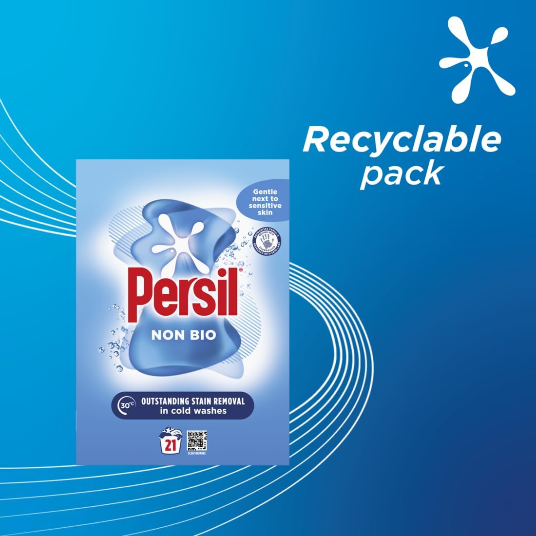 Persil Non Bio Washing Powder gentle next to sensitive skin for outstanding stain removal in cold washes 21 washes (1.05 kg)