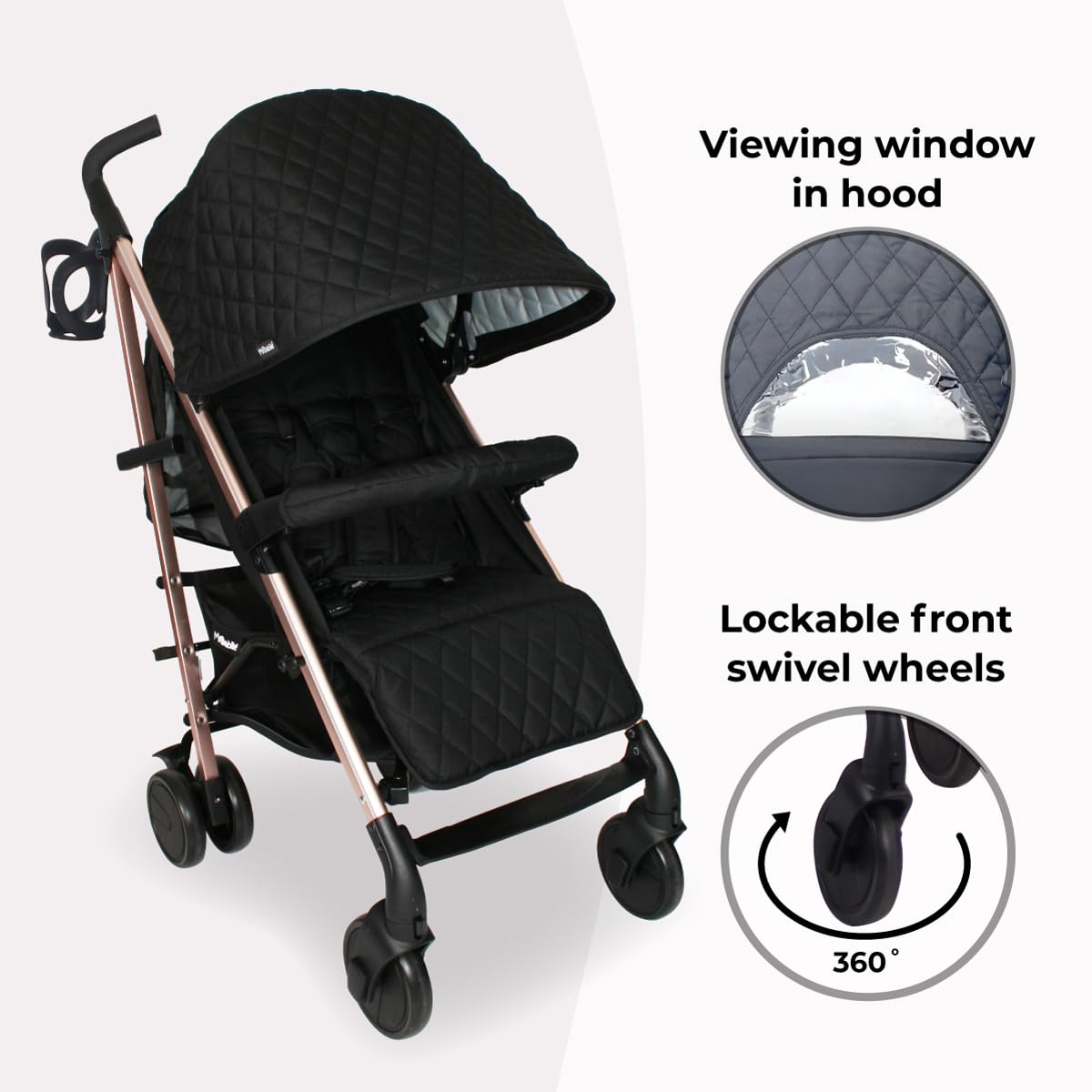 My Babiie MB51 Stroller – from Birth to 4 Years (22kg), Lightweight, Umbrella Fold, Travel Buggy for Toddlers, Pushchair Includes Footmuff, Cup Holder, Rain Cover - Blush Pink