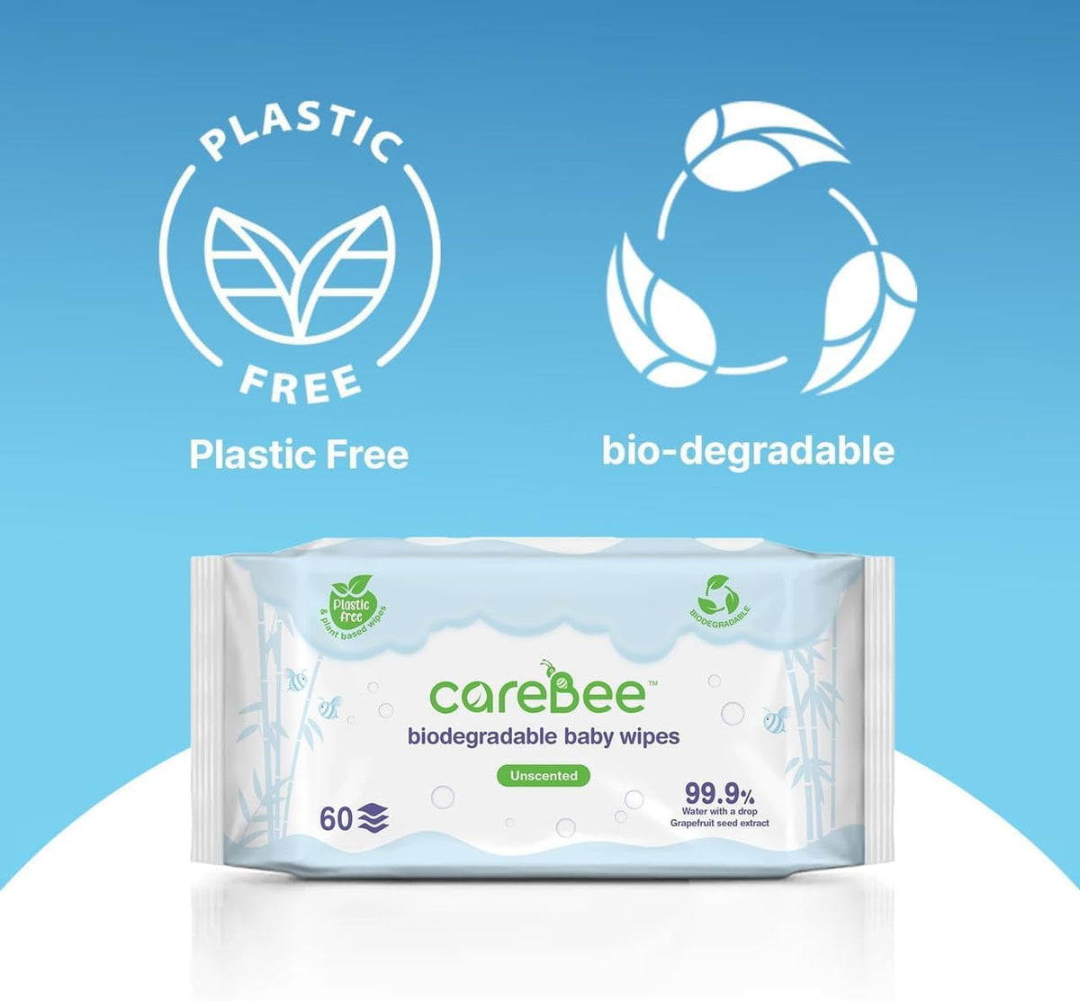 99.9% Water Baby Wipes, Plant-Based Skin Wipes, 60 Pack - (6, White)