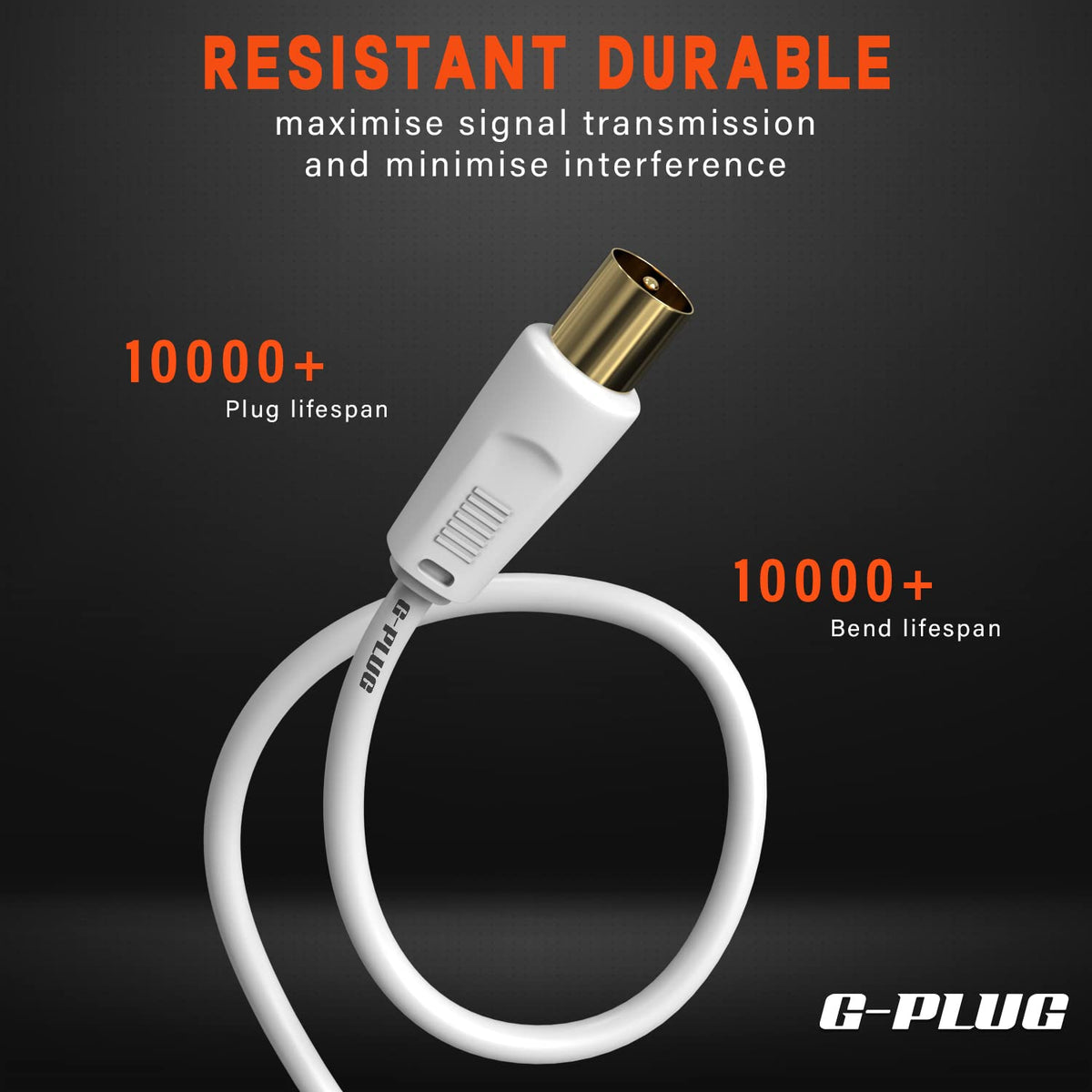 G-PLUG 2m TV Aerial Cable, Coaxial Cable for Freeview, Sky Box and Freesat