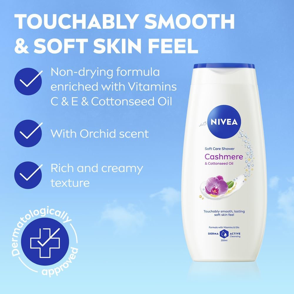 NIVEA Cashmere and Cottonseed Oil Soft Care Shower Gel, 250 ml