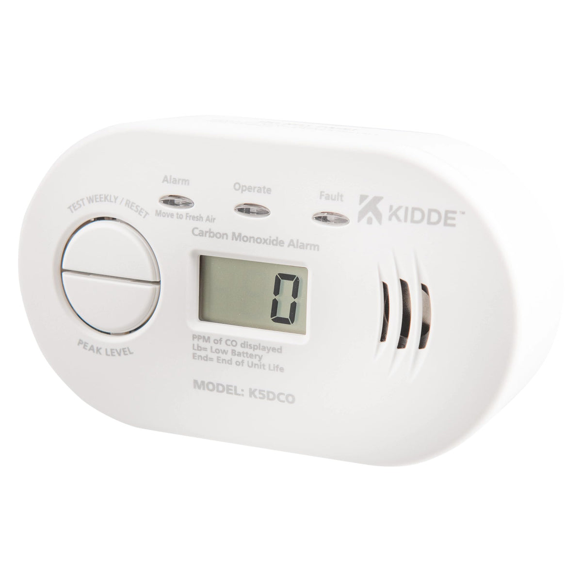 Kidde 5CO Carbon Monoxide Alarm and Detector with AA Batteries - 10 Year Sensor Life CO Alarm for Home