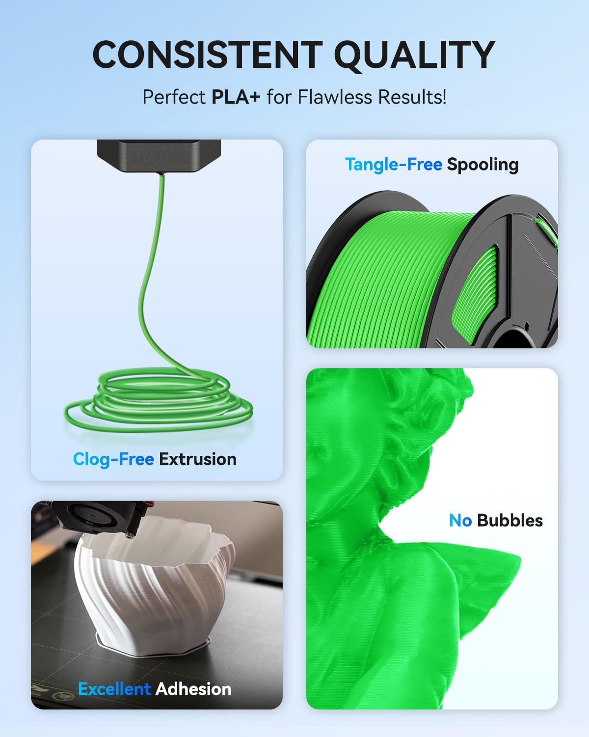 JAYO PLA+ 3D Printing Filament 1.75 mm, 1.1KG (2.4lbs) Spool Black