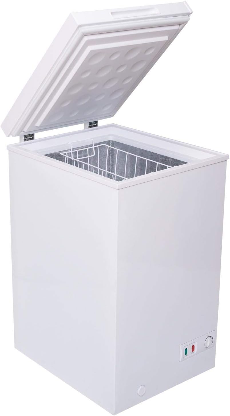 SIA Chest Freezer 80L, Removable Wire Basket, Freestanding, White, CHF100W