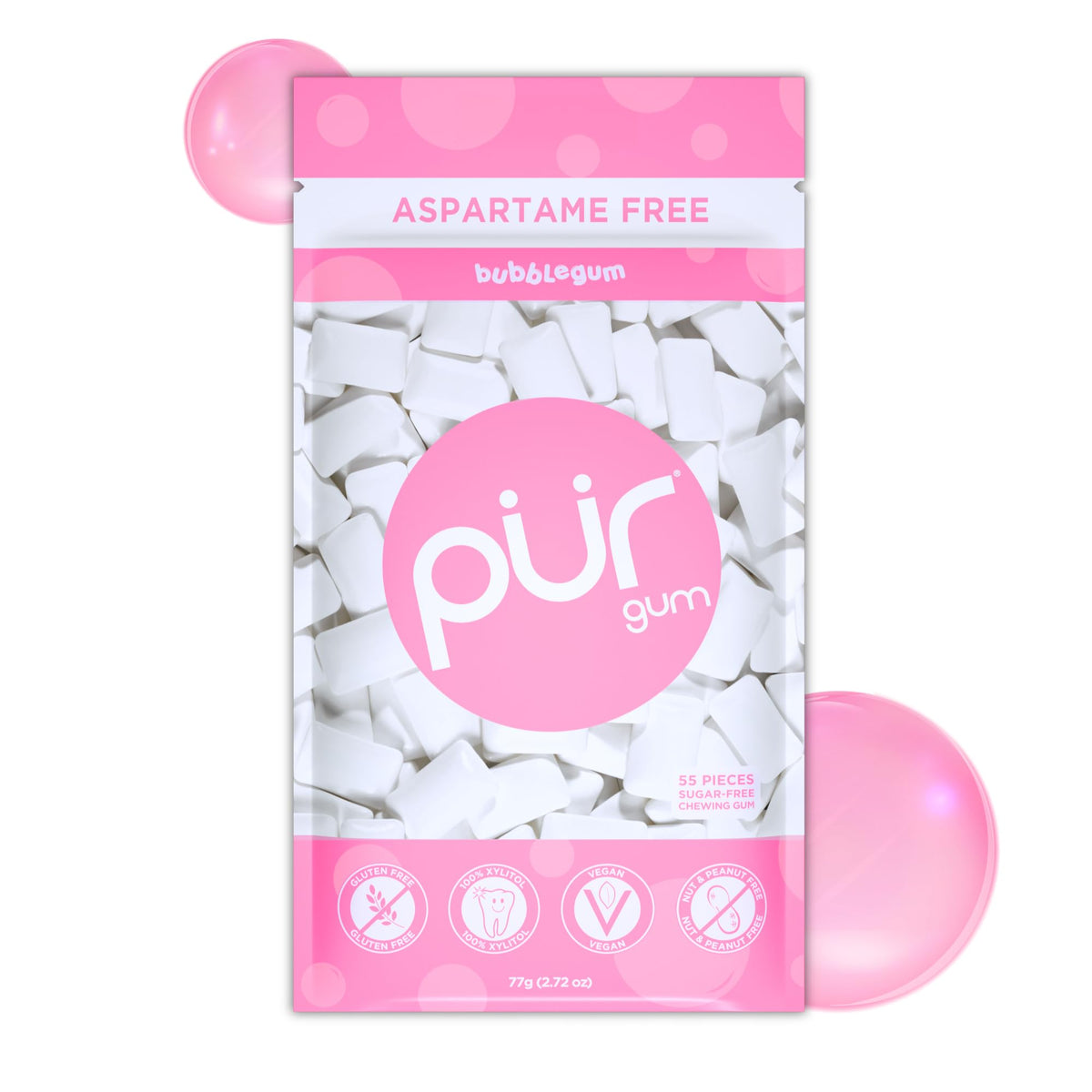 PUR Gum, Spearmint, Xylitol Gum, No Artificial flavour, 55 Count