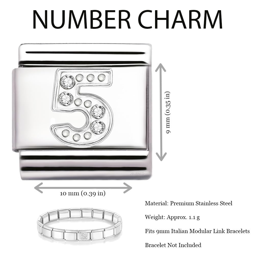 Italian Charm Link Number Birthday Milestones fit 9mm bracelet