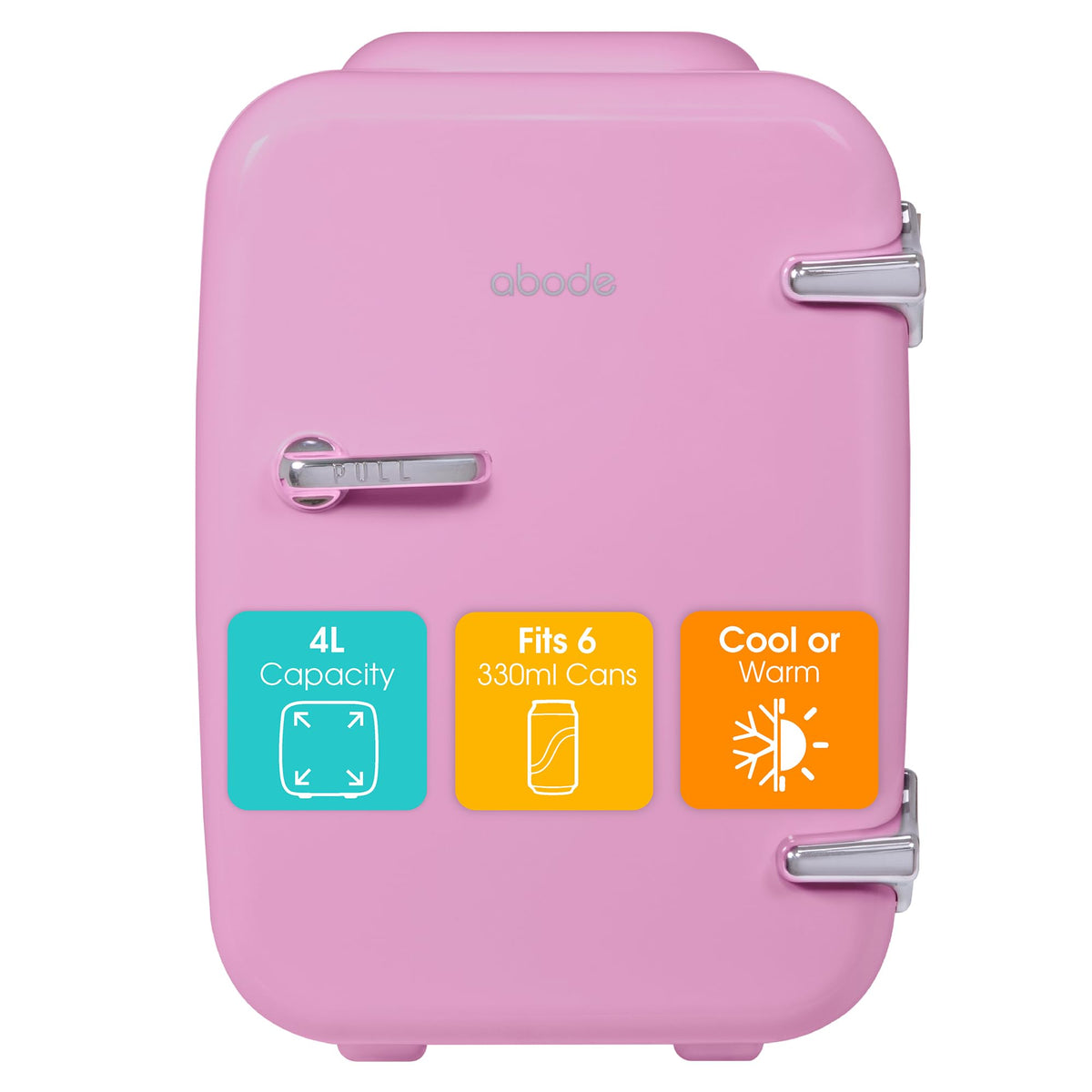 Abode Black Mini Fridge A4CLR201B 4L/6 Can Portable Thermoelectric Mini Cooler & Warmer for Drinks, Cosmetics/Makeup/Skincare, AC/DC Power, Retro Style, For Bedroom, Home, Caravan, Car