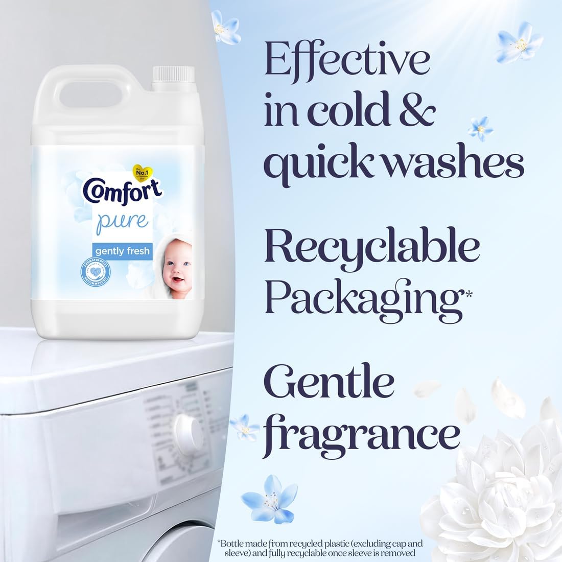 Comfort Pure Sensitive Fabric Conditioner dermatologically tested gentle next to sensitive skin 160 washes (4.8 L)