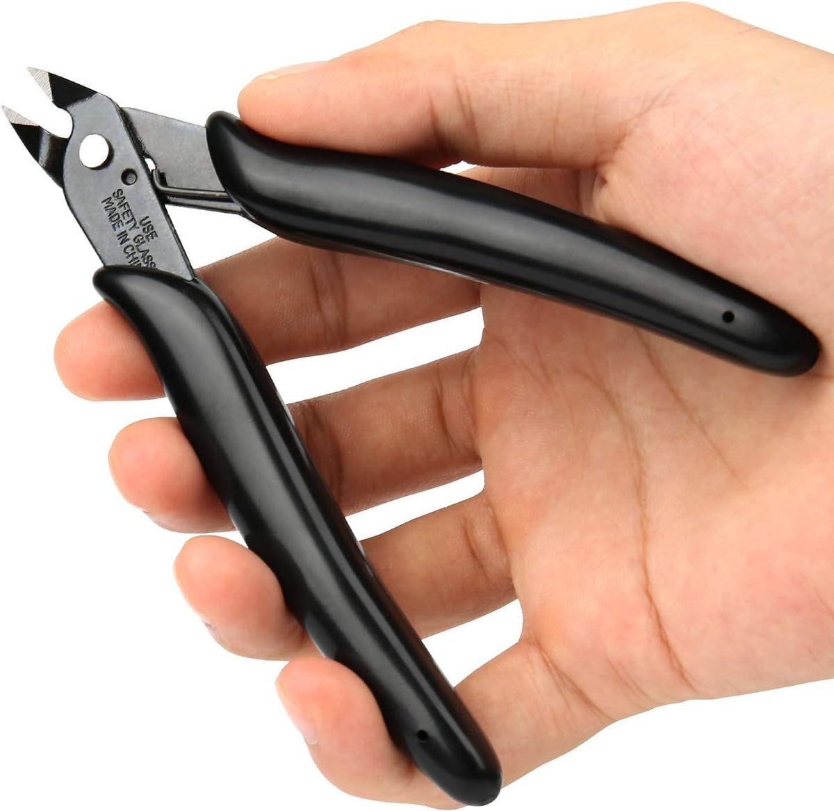 BOENFU Flush Cutter Small Wire Cutters Cable Tie Cutter 10 Pack 5 Inch Precision Wire Clippers Hobby Snips Side Cutting Pliers for Jewelry Making, Electronics, Black