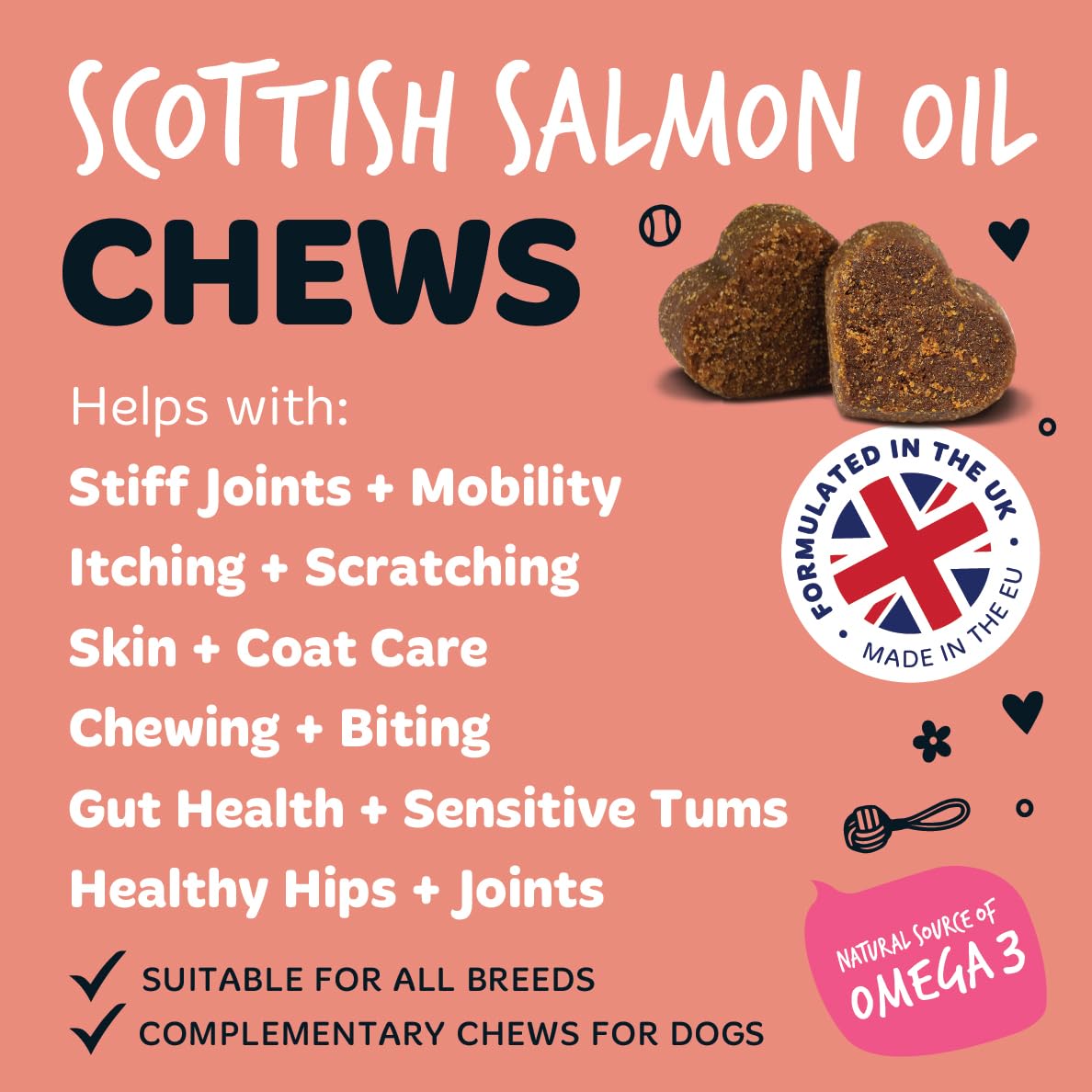 Bugalugs Scottish Salmon Oil For Dogs & Cats, Dog Supplement Support for Skin And Coat, Itchy Skin & Moulting, Omega 3 Fish Oil (Salmon, 500ml)