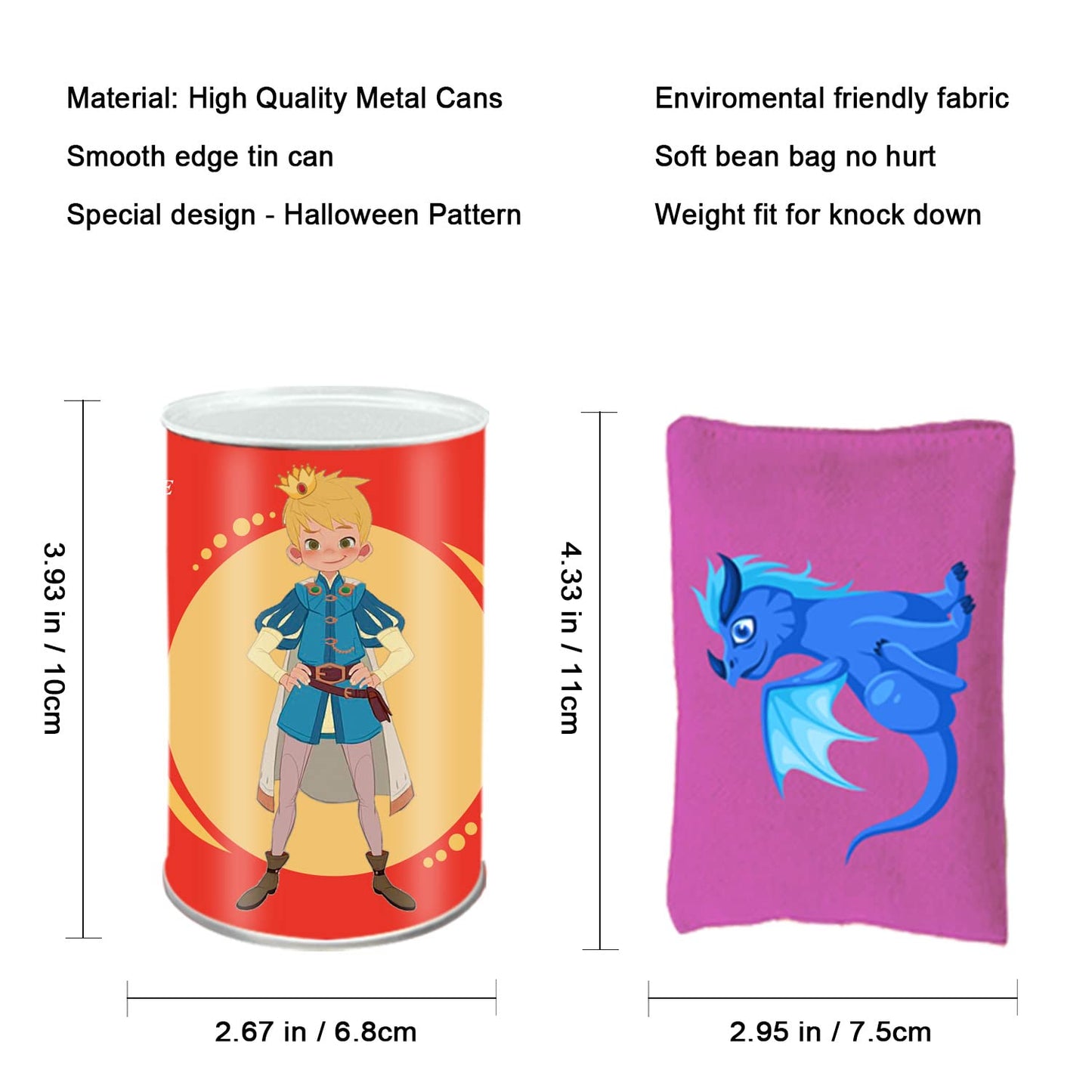 Tin Can Alley Game, Outdoor Garden Target Shooting Fairground Games for Kids & Children, Garden Party Toys Gift for Boys & Girls: 10pcs Fun Smile Knock Down Tin Cans and 3pcs Beanbags