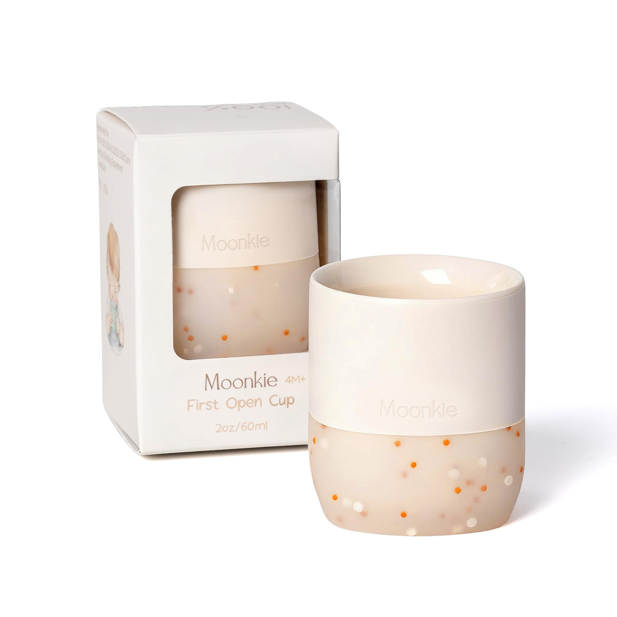 Moonkie Baby Cup | Silicone Open Cup Baby from 6 Months | Weighted Base (Anti-Tip) | BPA Free | Capacity Markings | 60ml (Ether)