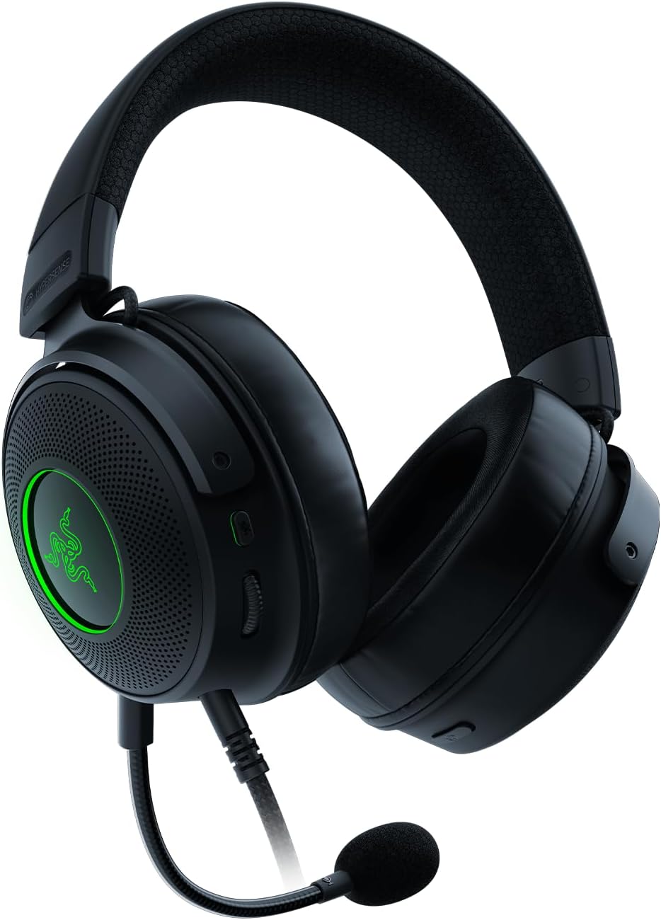 Razer Kraken V3 X USB - Wired USB Gaming Headset (ultra-lightweight at 285g, TriForce 40mm drivers, HyperClear Cardioid Microphone, 7.1 surround sound, Chroma RGB) Black