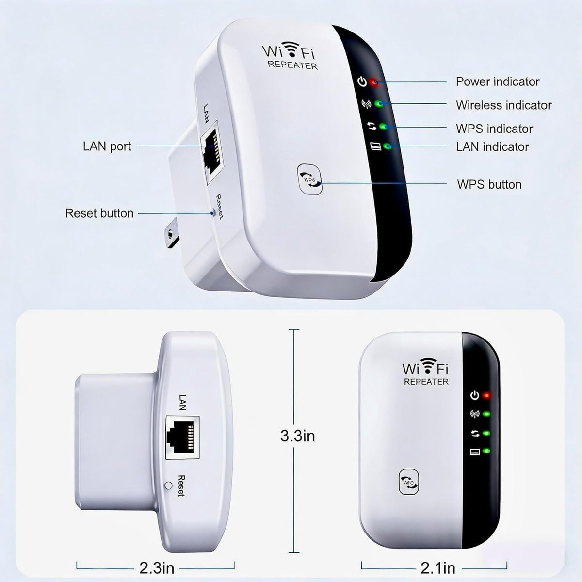 WiFi Extender Booster WiFi Repeater, Wireless Signal Booster for Home - Covers 3950 Sq.ft & 45 Devices, Internet Booster with Ethernet Port UK Plug