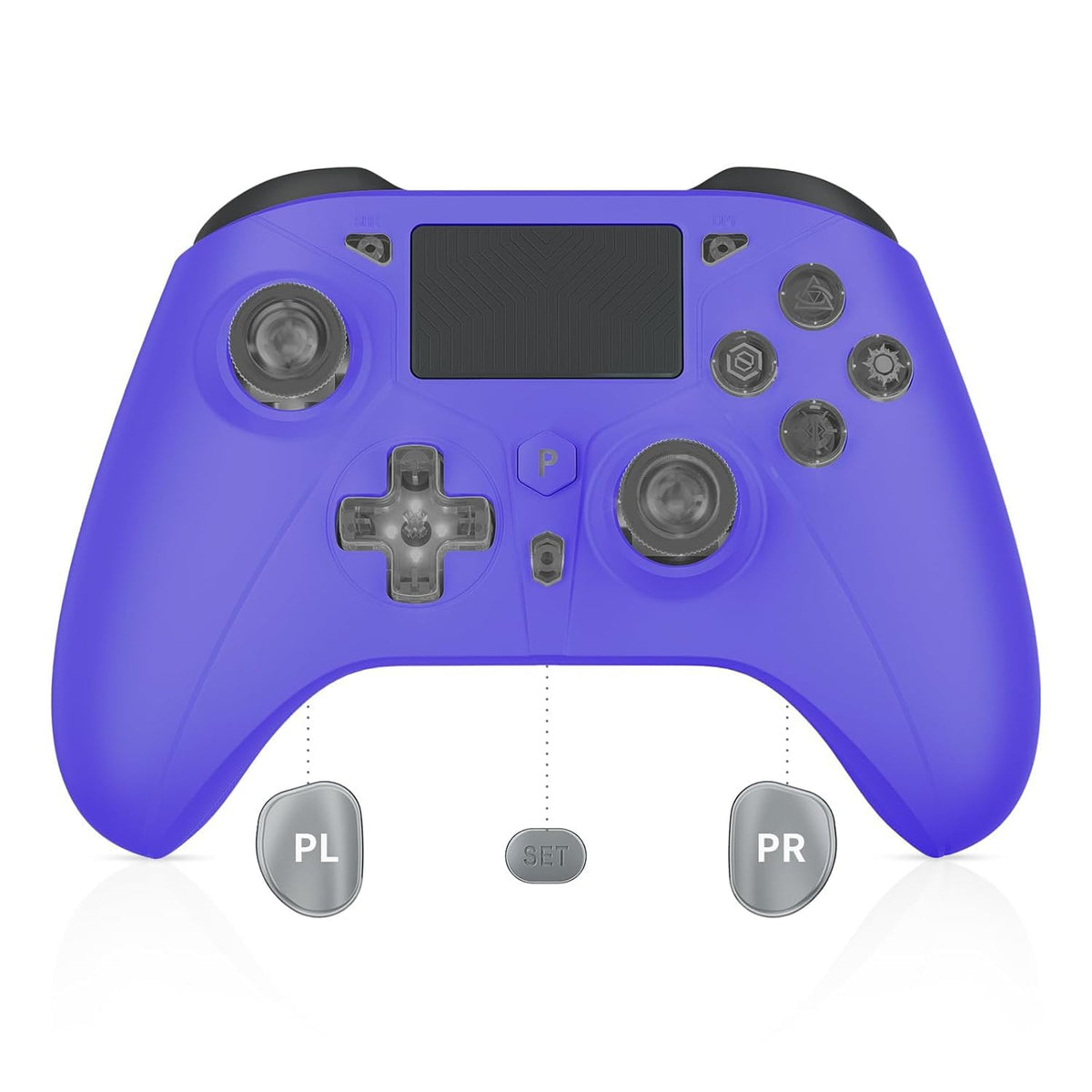 Dinosoo RGB Wireless Controller for PS5/Pro/Slim/PC, with Back Paddles, Touchpad, Dual Vibration, 6-Axis Gyro, Macro, Turbo, Speaker & 3.5mm Audio