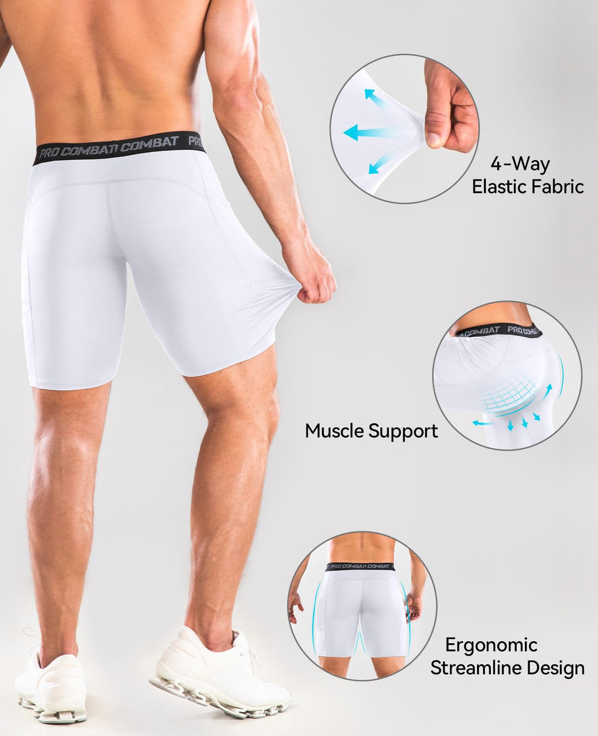Niksa Compression Shorts Men, 1 Pack or 3 Packs Gym Running Shorts with Pockets Sports Anti Chafing Underwear Base Layer Shorts Quick-Drying Fabric Undershorts Men’s Workout Shorts