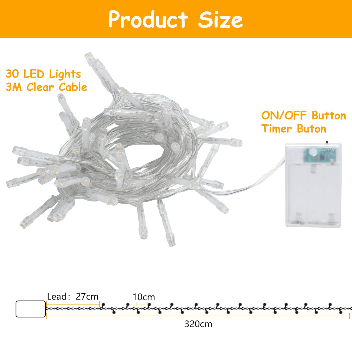 cshare LED Fairy Lights, 5M/16.4Ft 50LEDs with Timer (6 Hours ON | 18 Hours Off) is Battery Operated for Room,Patio,Halloween,Christmas,Indoor/Outdoor Decoration| Cool White