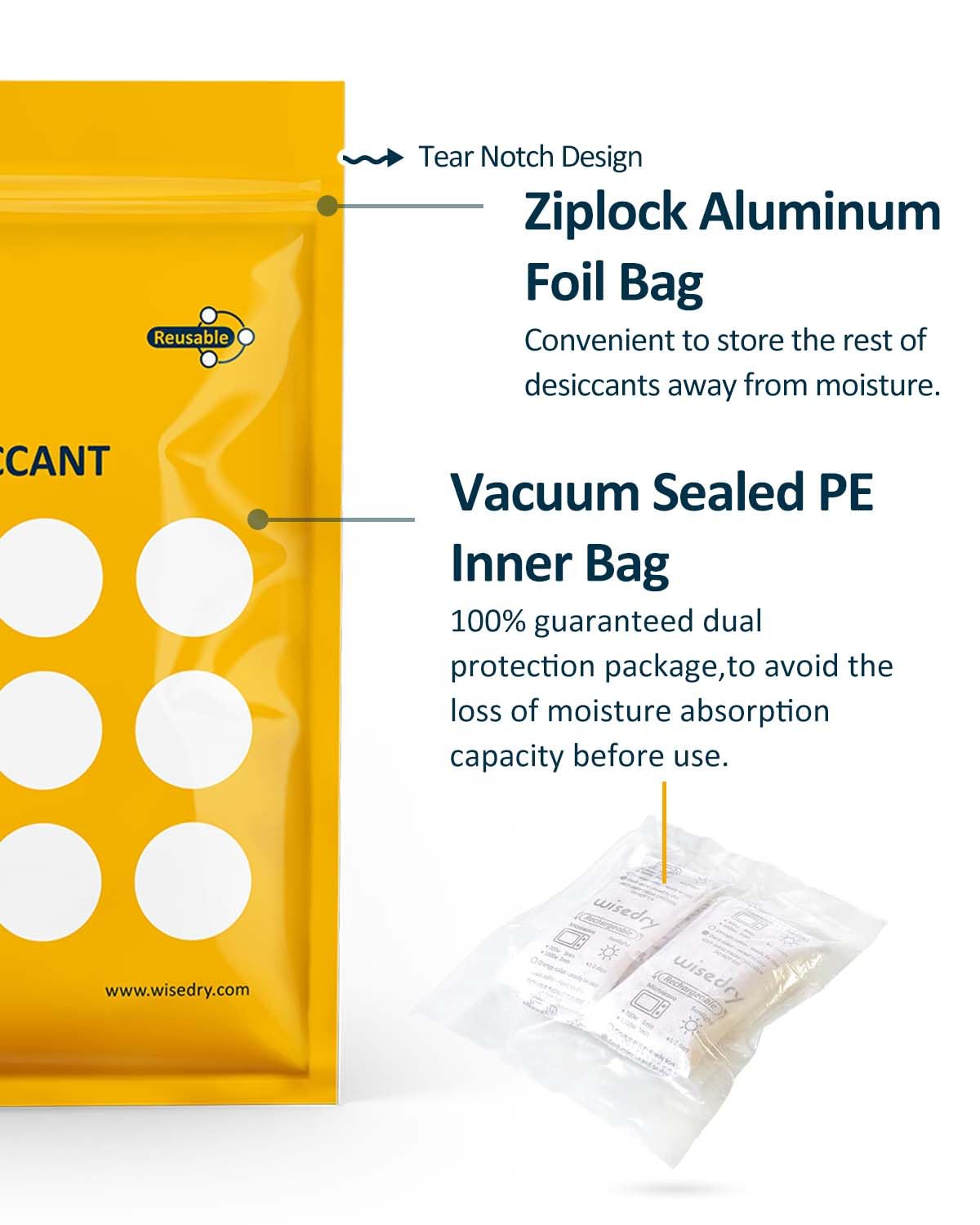 wisedry Silica Gel Sachets Bags 10 Gram x 30 Packs with Orange Beads Humidity Indicator Desiccant Packs Moisture Absorber for Air Dryer Moisture Removal, Food Grade
