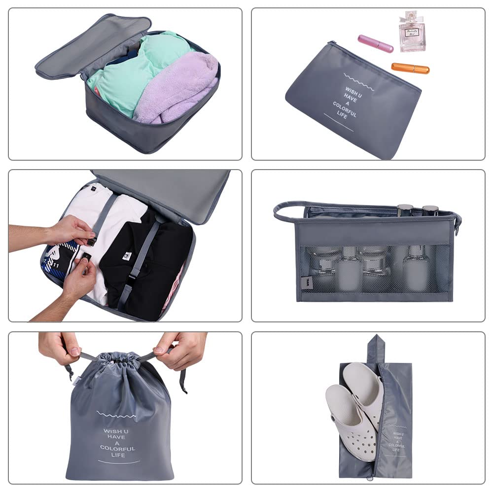 OSDUE Packing Cubes for Suitcase, 8PCS Thickening Travel Organiser Packing Bags Lightweight Travel Accessories Organizers Essentials Clothes Shoes Cosmetics Toiletries Storage Bags