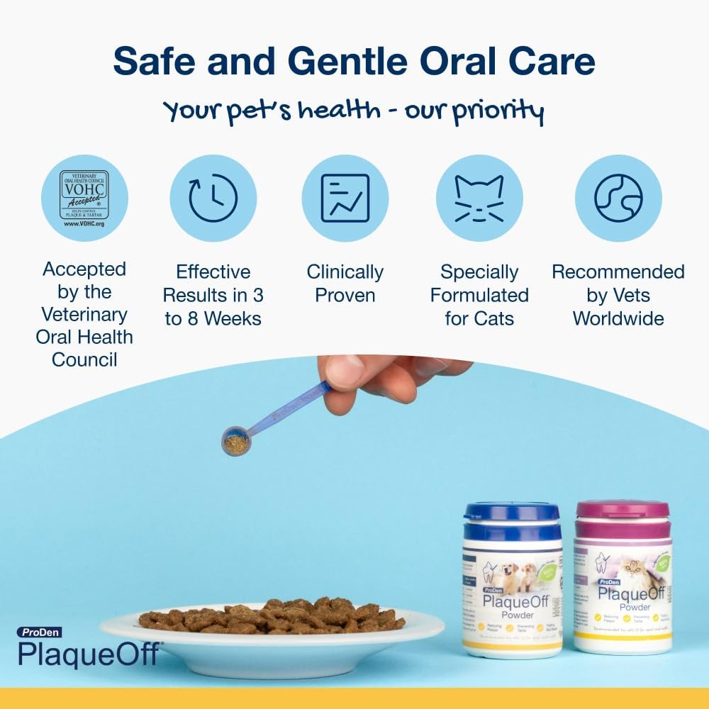 ProDen PlaqueOff 40g Dental Powder for Cats - 100% Natural, 4-Month Supply