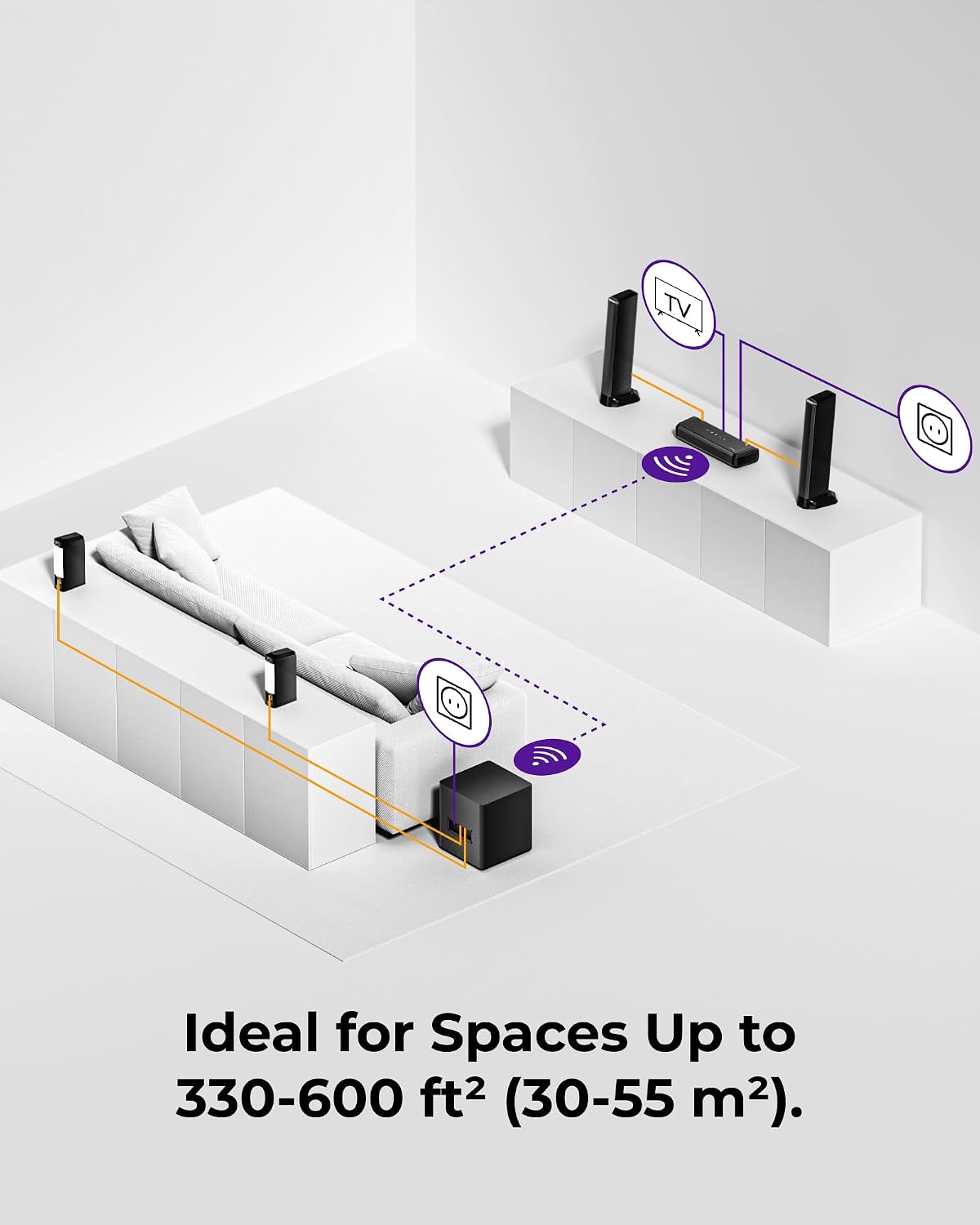 ULTIMEA 9.1ch Surround Sound System with Dolby Atmos, 2 Rear Speaker, 6.5" Wireless Subwoofer, RGB Light, App, Detachable Surround Sound System for Home Theater, Peak Power 470W, HDMI eARC, Apollo S90