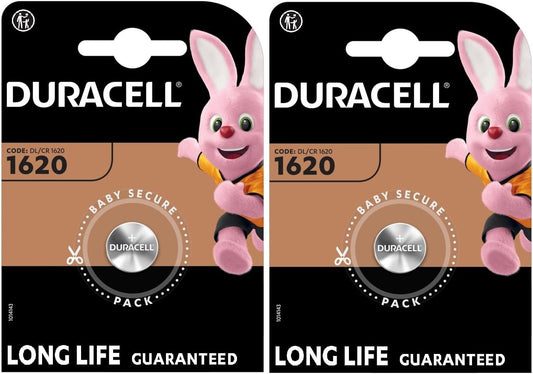 2X Duracell 1620 (2 Blister Packs of 1 Battery) 2 Batteries (CR1620)