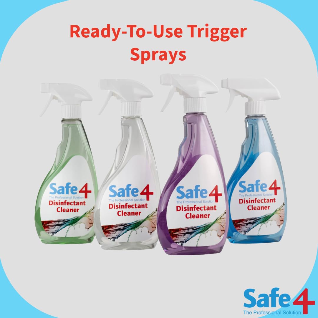 Safe4 Professional Surface Disinfectant Ready to Use - Enhanced Formulation,UK Manufactured,for Effective Virus & Bacteria Protection (500ml,Pack of 1,Apple)