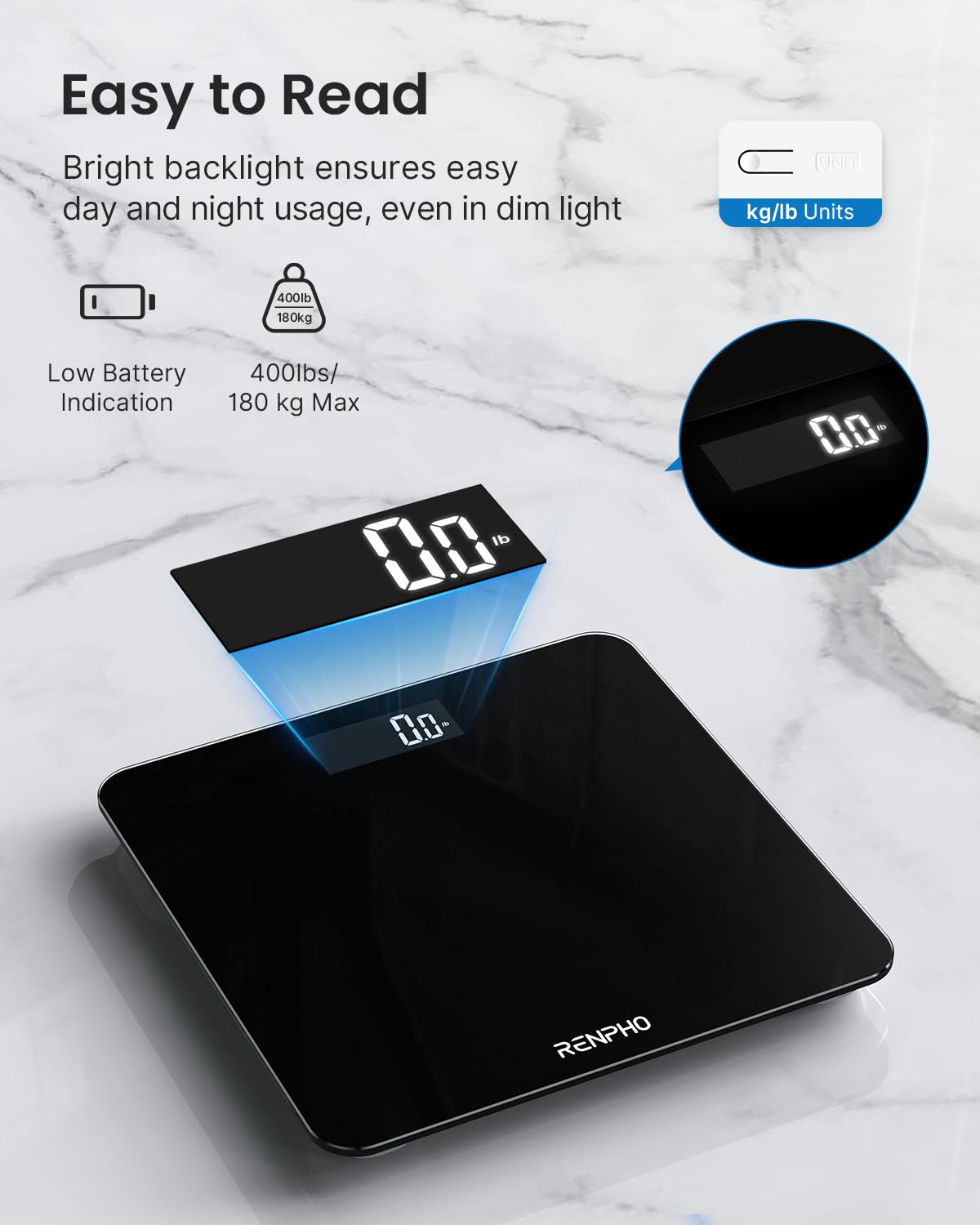 RENPHO Weighing Scales for Body Weight, High Precision, LED Display,Core 1S