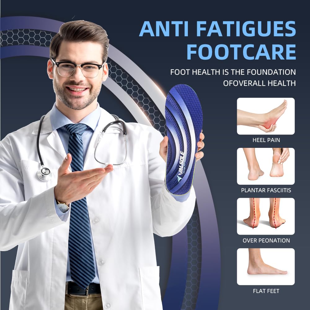 VALsole Orthotic Insole,Arch SupportFor Insole,Plantar FasciitisInsole,for OverPronation,Flat Feet,Metatarsalgia,Heel Pain, Insoles for Men and Women,Blue (UK 13-31cm, Blue-V227) (Pack of 2)