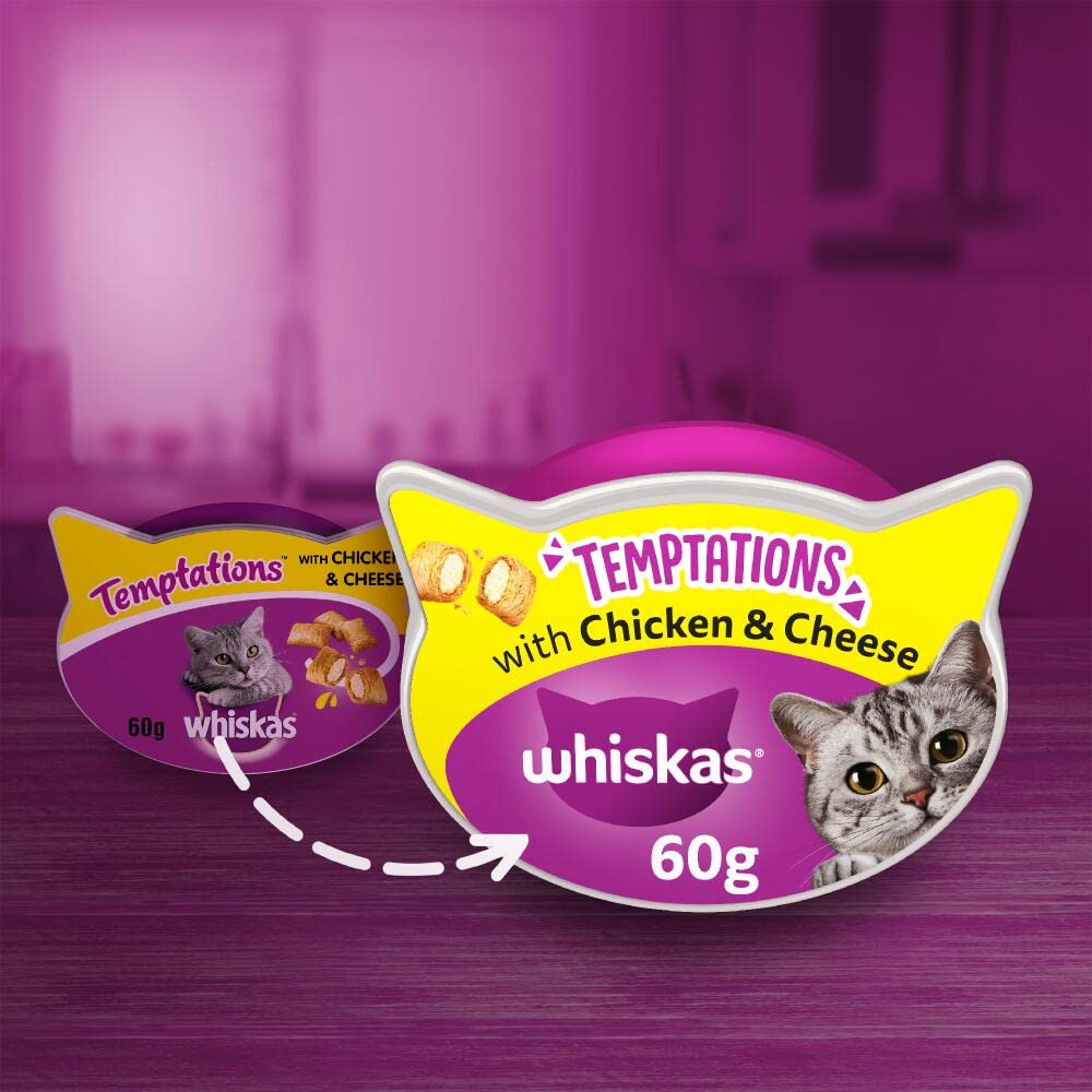 WHISKAS Crunch 100g (Pack of 6) - Tasty Topping Adult Cat Treat Biscuits