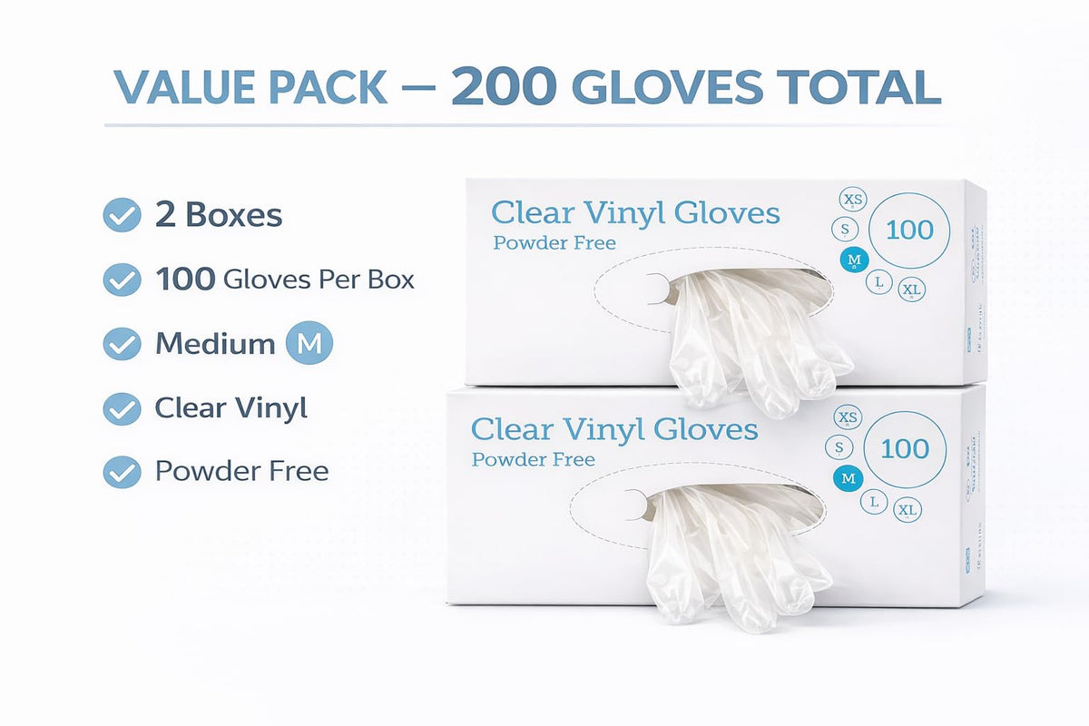 1ABOVE 100 Clear Vinyl Gloves Medium Latex-Free Powder-Free