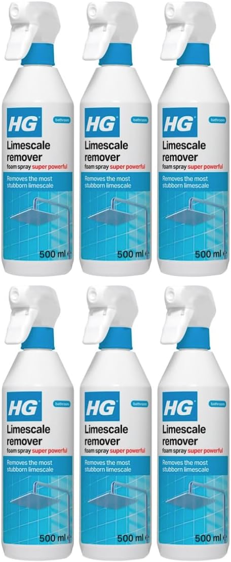 HG Limescale Remover Foam Spray Super Powerful, Bathroom & Kitchen Cleaner – 500ml (Pack of 6)