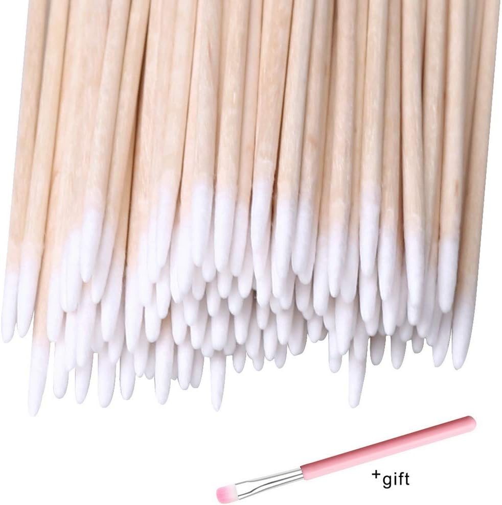 ZHIYE Cotton Buds, 1600 pcs Cotton Swab, for Eyebrow Tattoo Beauty Make-up Color Nail Seam Dedicated Dirty Picking, Wood Handle Small Pointed Tip Head