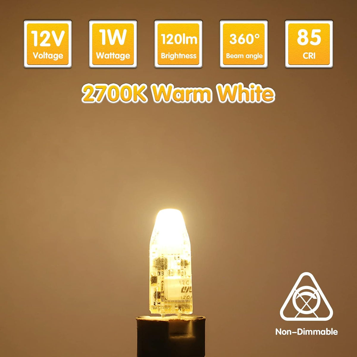 2W G4 LED Bulbs Warm White 3000K, Replacement 20W Halogen Bulb, Non Flicker AC/DC 12V Energy Saving G4 LED Capsule Light Bulbs, Non-Dimmable, 10 Pack