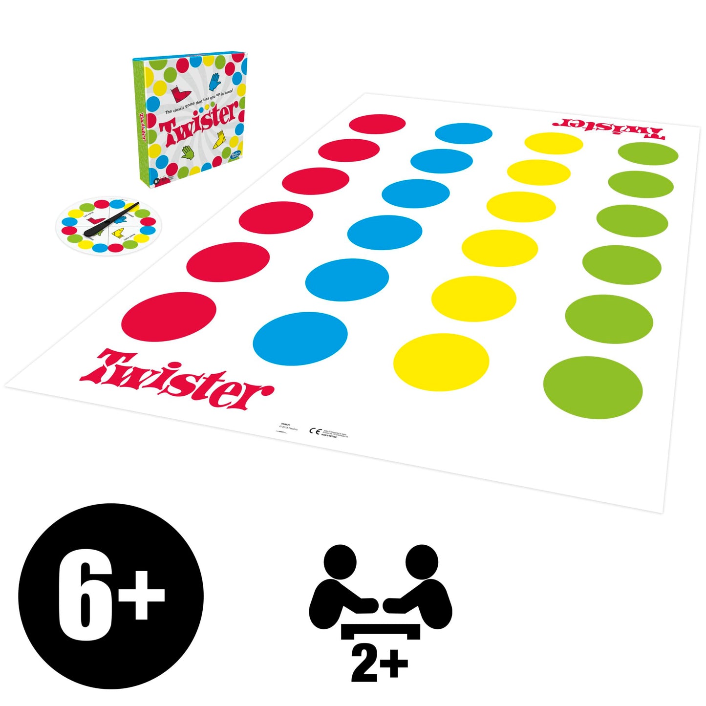 Hasbro Gaming Twister Game, Family and Kids Party Game, Twister Board Game Ages 6 and Up, Indoor and Outdoor Classic Game - English Version