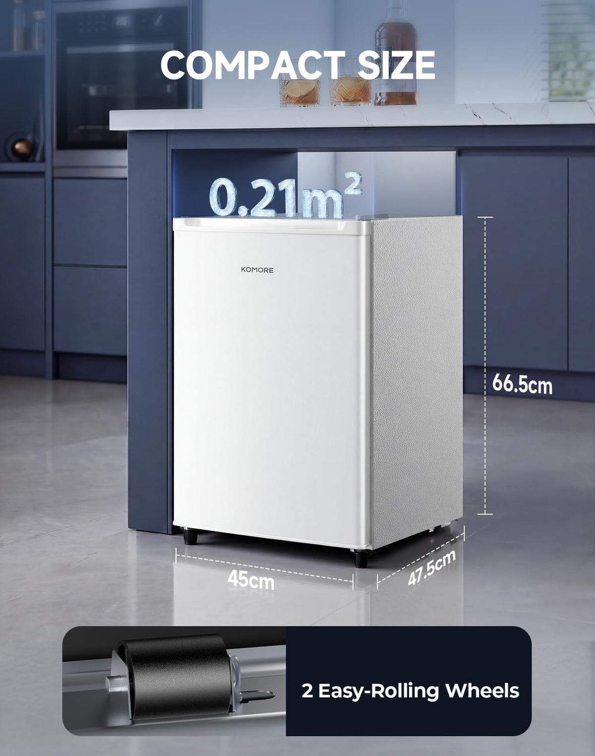 Small Freezer Freestanding Upright Freezer 46L, 3 Drawers, Black