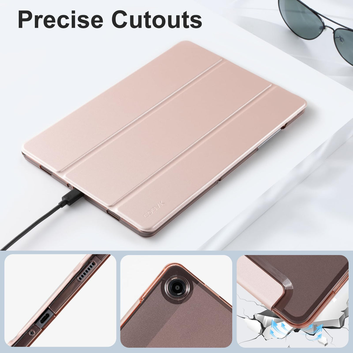 CoBak Case for Samsung Galaxy Tab A11+ Plus 11 Inch 2025/A9+ Plus 2023 - PU Leather Smart Cover with Auto Sleep/Wake for Tab A11+, Translucent Hard Shell, Multi-Viewing Angles, Green Pattern