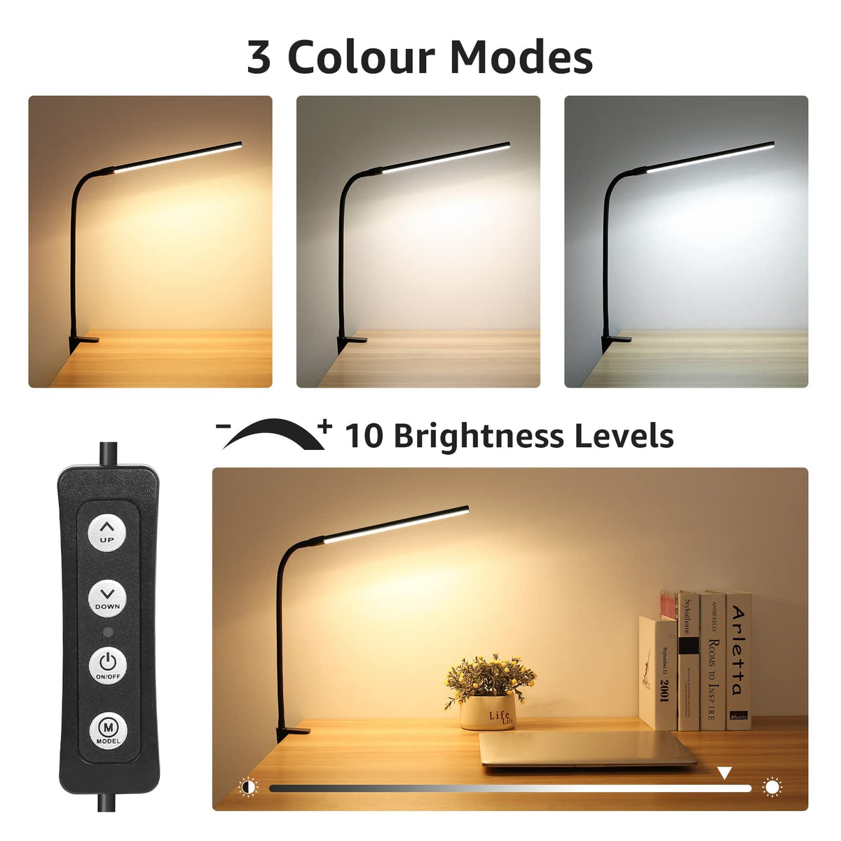 Lepro Desk Lamp Clamp, 460lm Eye-Caring Clip on LED Desk Light
