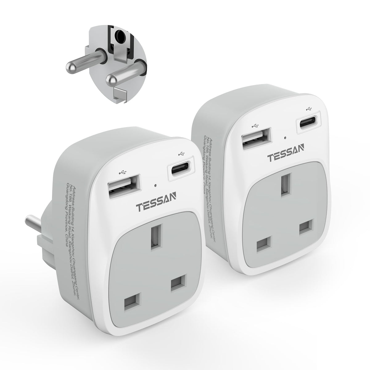 TESSAN UK to Australia Plug Adapter, Type I AU NZ Travel Adapter with USB C