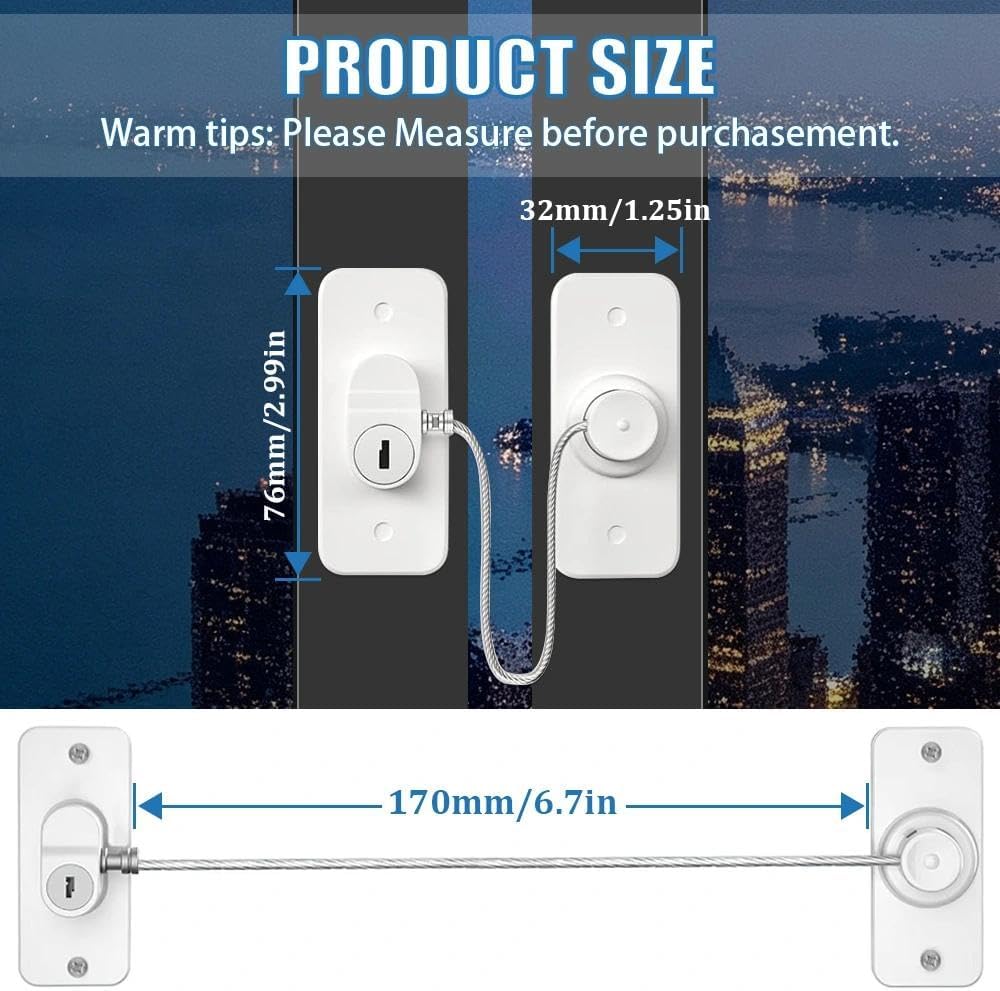 8Pcs Window Locks for UPVC Windows, MIVITOOM Window Cable Restrictor Window Safety Locks with Keys and Screws for Child & Pet Safety, Self Adhesive