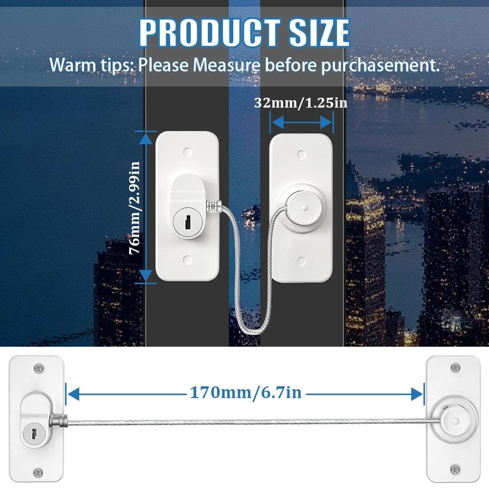 8Pcs Window Locks for UPVC Windows, MIVITOOM Window Cable Restrictor Window Safety Locks with Keys and Screws for Child & Pet Safety, Self Adhesive