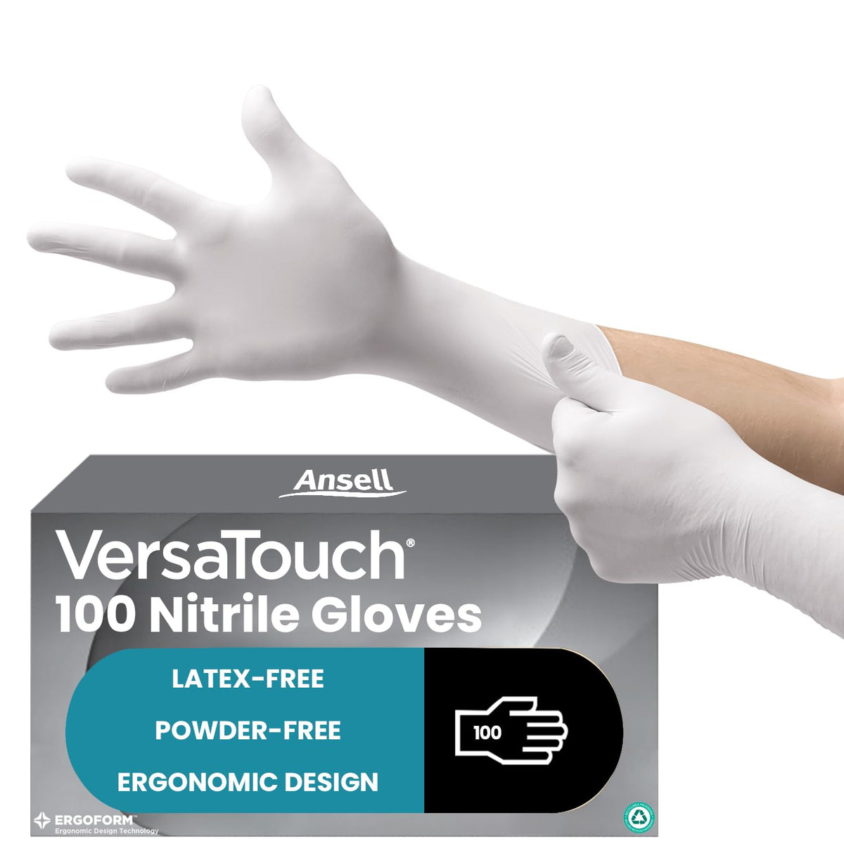 Ansell Microflex 93-732, Multipurpose Nitrile Disposable Gloves for Precise Handling and Mechanical Tasks, Latex Free, Powder-Free, Size M (100 Pieces)