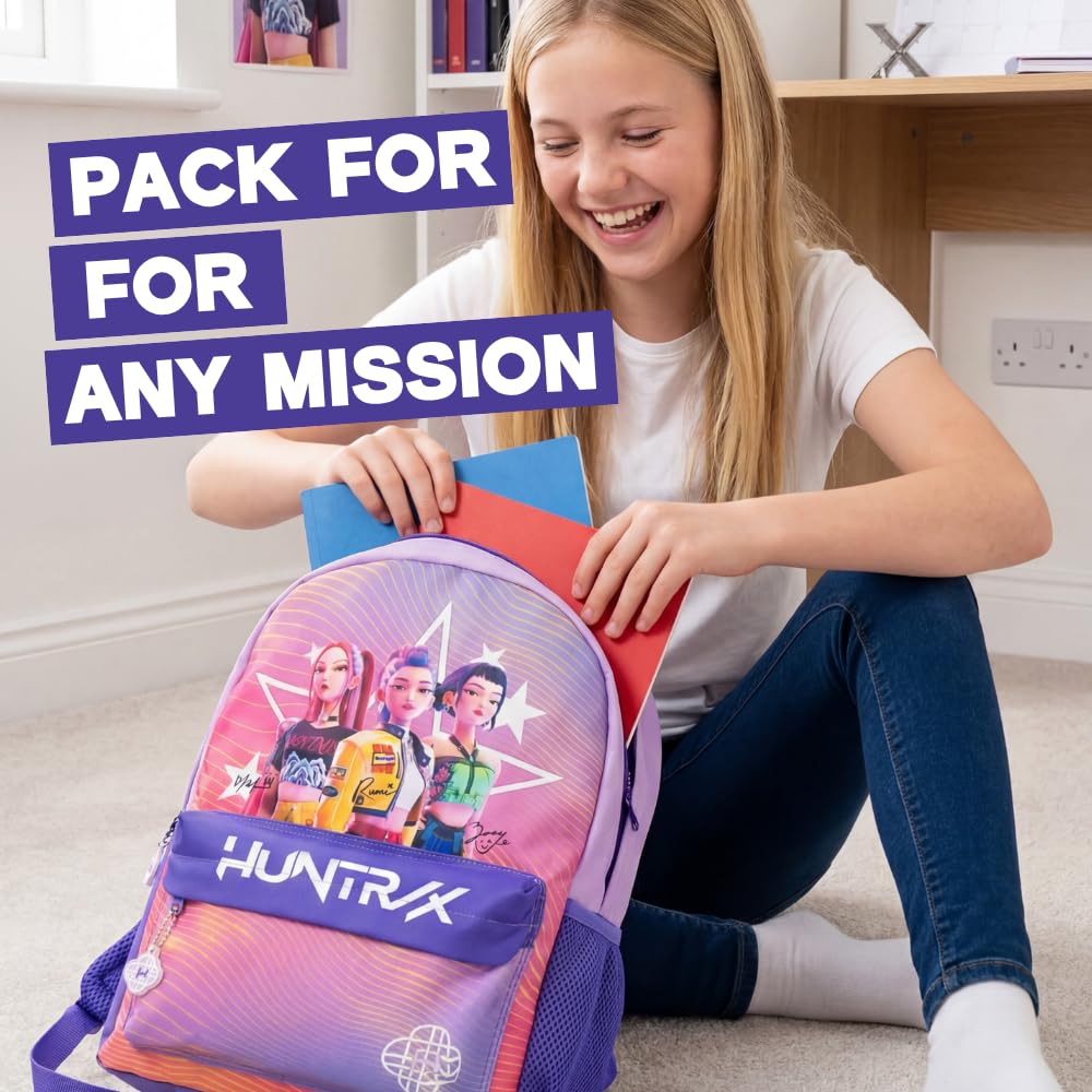 KPop Demon Hunters K-Pop Demon Hunters Derpy Tiger Blue Backpack | Kids School Bag with Front Zip Pocket | Padded Shoulder Straps & Chest Strap | K-Pop Demon Hunters Merch