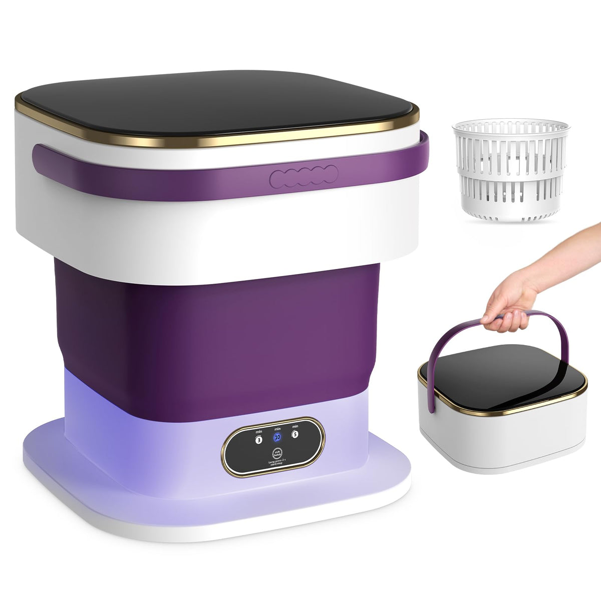 Mini Washing Machine, 15L Portable Washing Machine with Spin Dryer & 3 Cleaning Modes for Small Clothes, Foldable Portable Washer for Apartments, Dorms, Camping (Khaki)