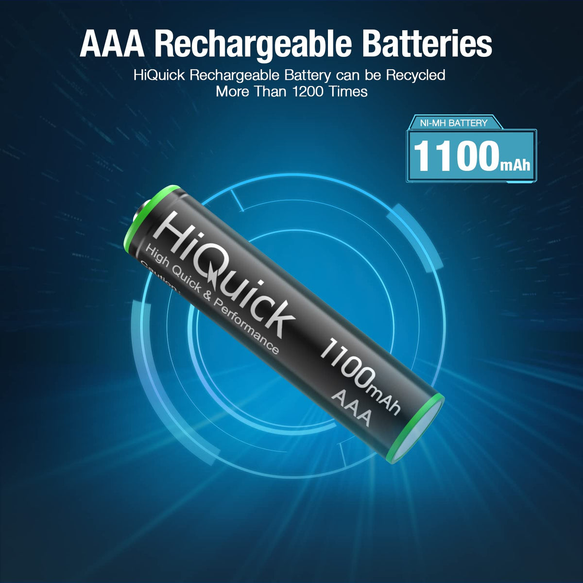 HiQuick 16 Pack AA AAA Rechargeable NiMH Batteries Set,1200 Cycles