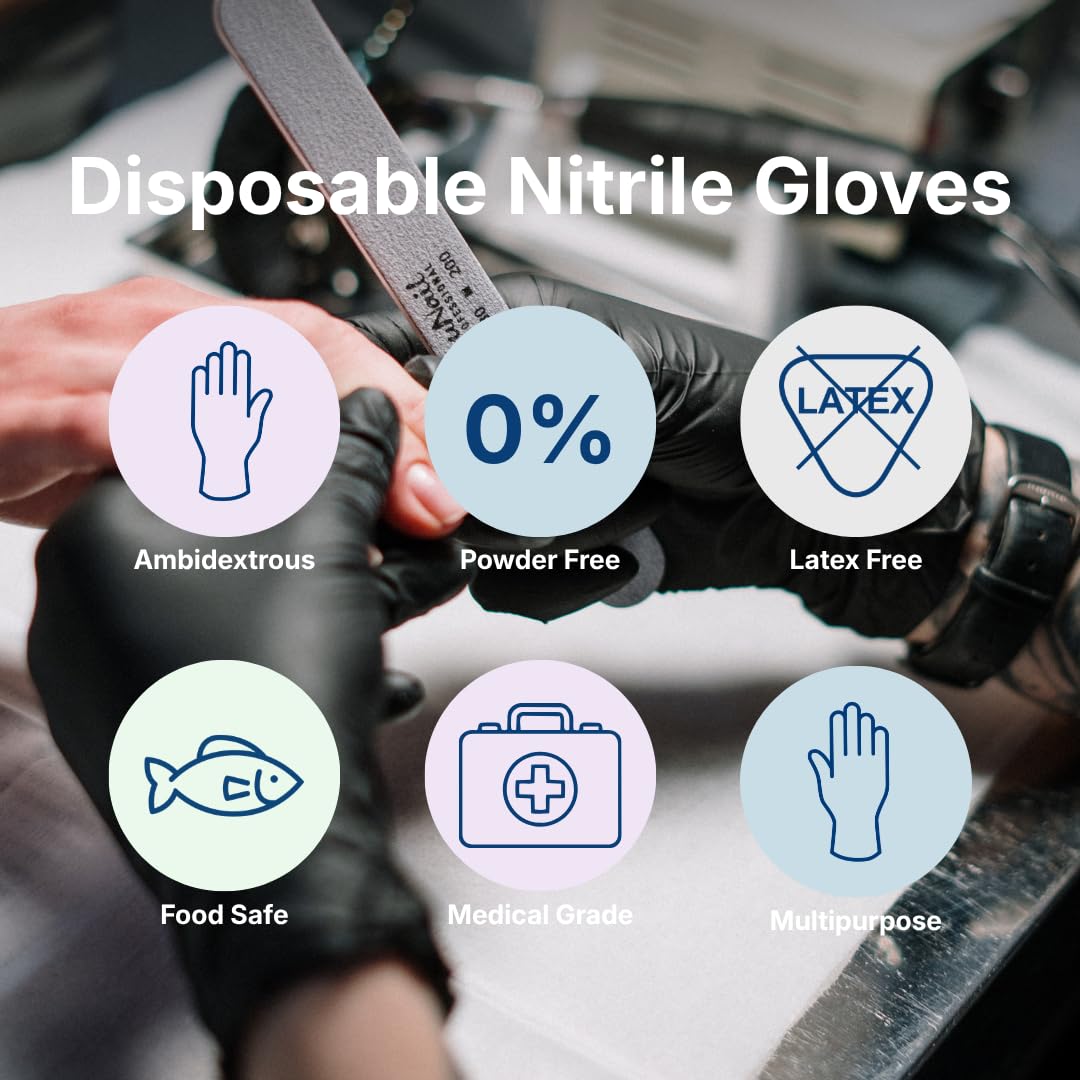 ABENA Pink Disposable Nitrile Gloves, Large, Pack of 100, Powder Free, Latex Free, Examination Gloves for Cleaning, Food Prep, Beauty, Medical & Hygiene, Strong Single Use Protective Gloves