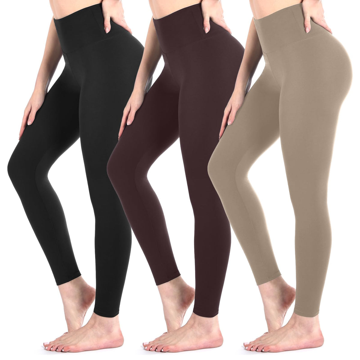 3 Pack Black Leggings for Women